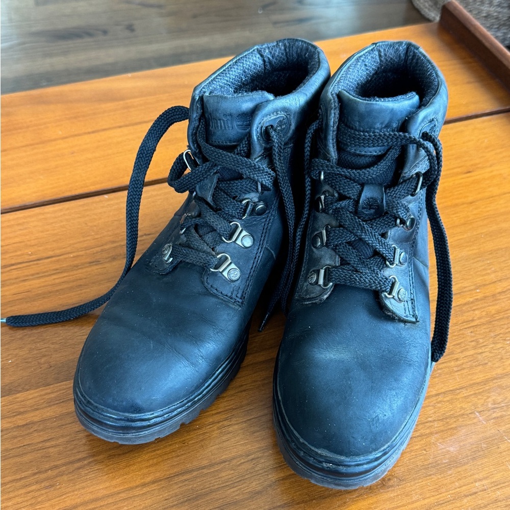 Timberland Sz 8.5 Boots Black Leather Hiking women’s